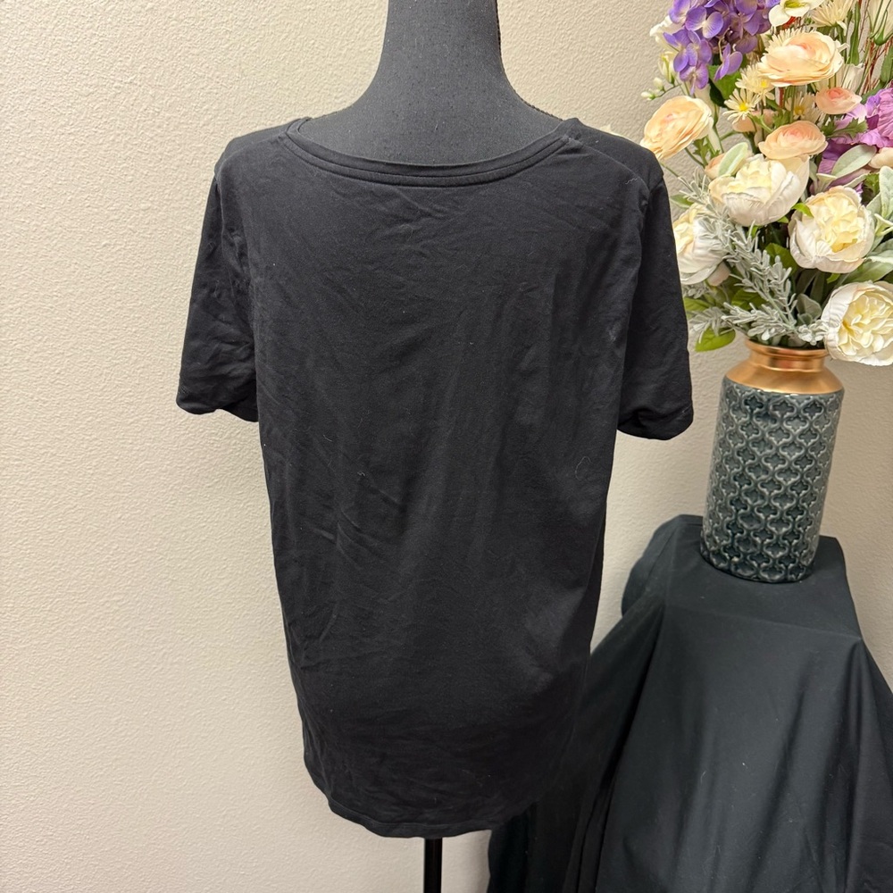 HUE SleepWell Black V-Neck Short Sleeve Tee Shirt Top XL Modal Blend - Picture 3 of 6